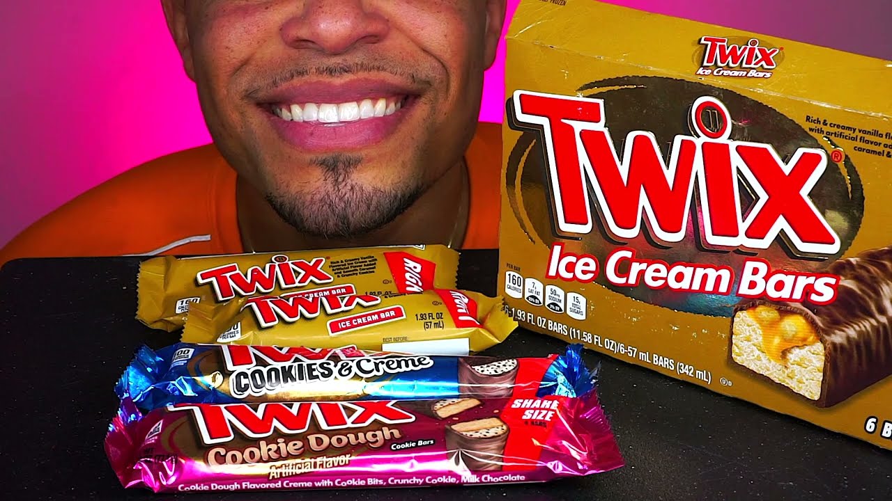 ASMR TWIX ICE CREAM COOKIES AND CREAM BARS LEFT RIGHT COOKIE DOUGH *CHOCOLATE* JERRY CANDY ASMR