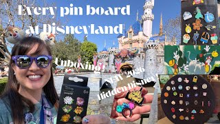 Every Pin Board at Disneyland! | New 2026 Hidden Disney pins | amazing unboxing | huge pin find!!!