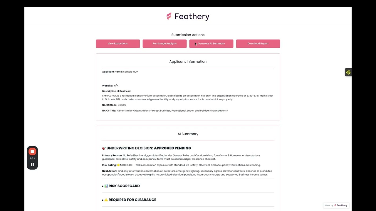Feathery AI Submission Intake Demo