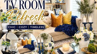 TV Room Refresh/How to style with Blue and Yellow #diy #home  screenshot 1