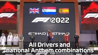 F1 2022 Drivers and National Anthem combinations (Driver+Constructor)