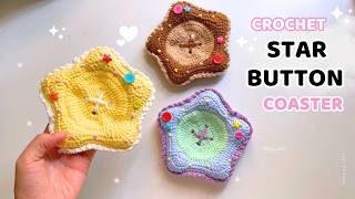 ⭐ Crochet star button coaster step by step ✮⋆˙ Colorful, adorable, and easy to make #movadiy