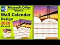 Ms Word Tutorial || Wall Calendar Design 2020 ms word || How to make Calendar Design in ms word