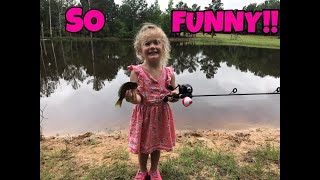 3 Year Old Girl Catches Fish!!! (So Cute!!)