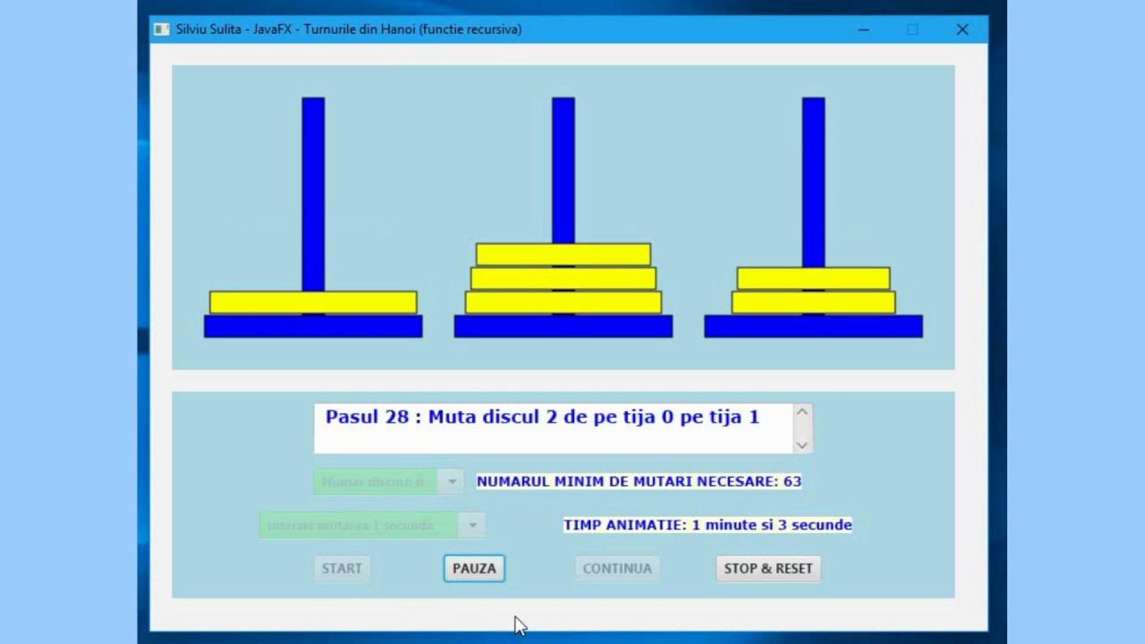 Software 002 Javafx Turnurile Din Hanoi Functie Recursiva Youtube