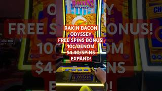 RAKIN BACON ODYSSEY FREE SPINS BONUS! 10¢/DENOM $4.40/SPINS EXPAND! #shorts #gambling #slots #casino