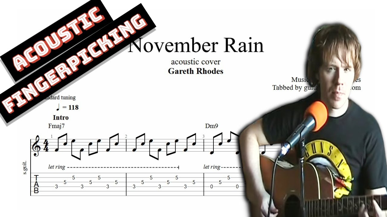 November Rain acoustic TAB (full) acoustic fingerpicking guitar tabs
