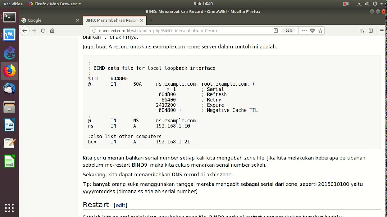 20191225 Instalasi DNS Server sendiri (ada kesalahan sedikit)