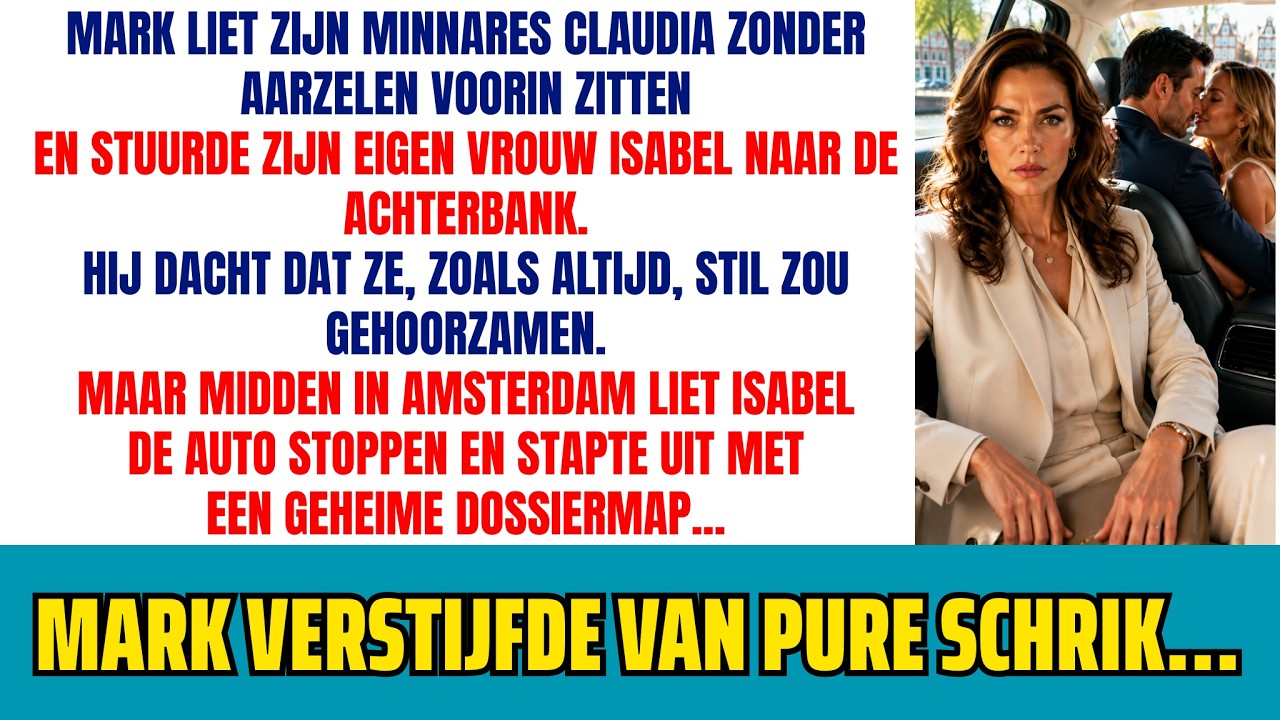 Ik zat achterin de auto van mijn man, terwijl zijn minnares naast hem op de passagiersstoel zat alsof die plek altijd van haar was geweest. Hij keek me via de spiegel aan en zei alleen: "Begin...