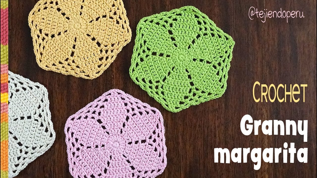 Granny margarita o hexágono tejido a crochet / Tejiendo Perú