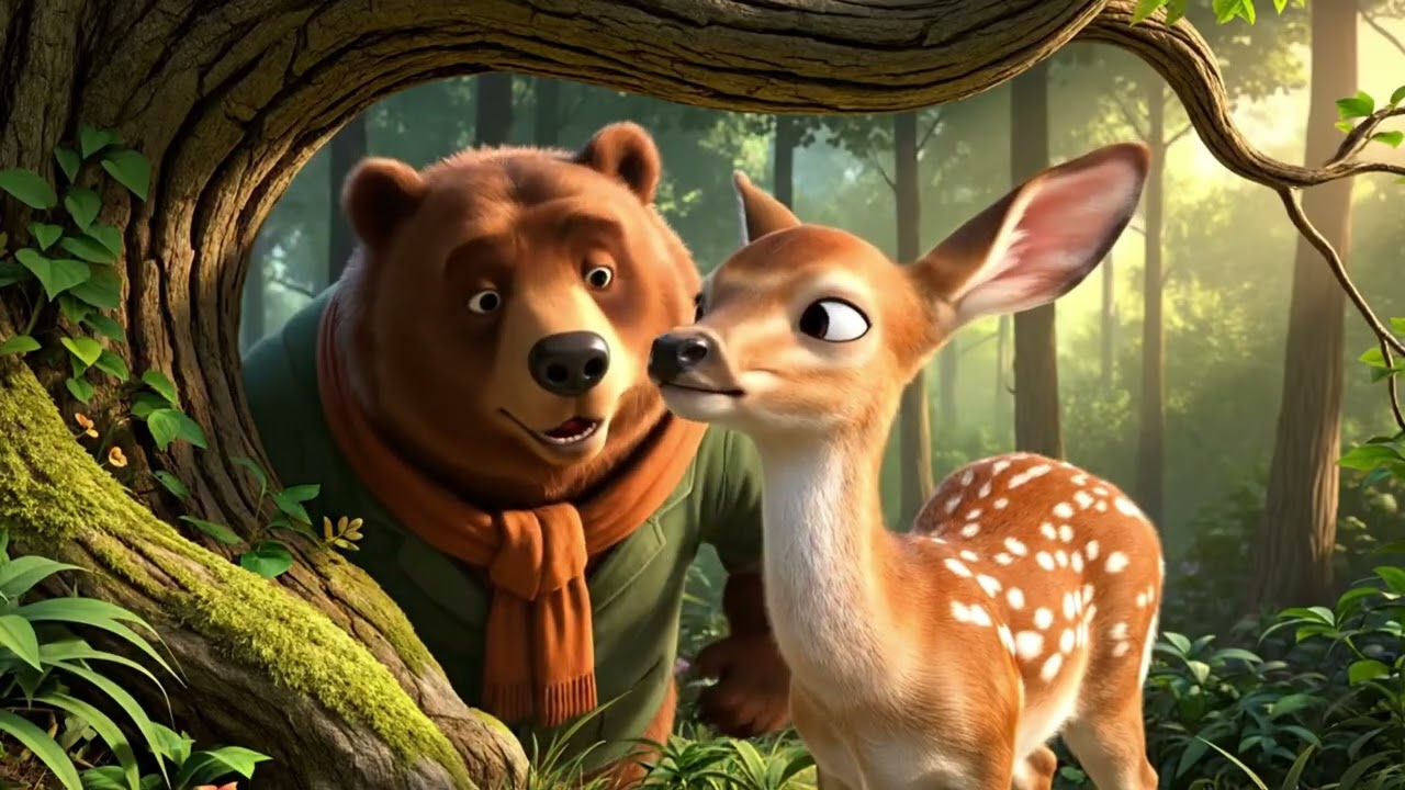 The Adventures of the Brown Bear and the Deer in the Peaceful Green Forest - Animated Film