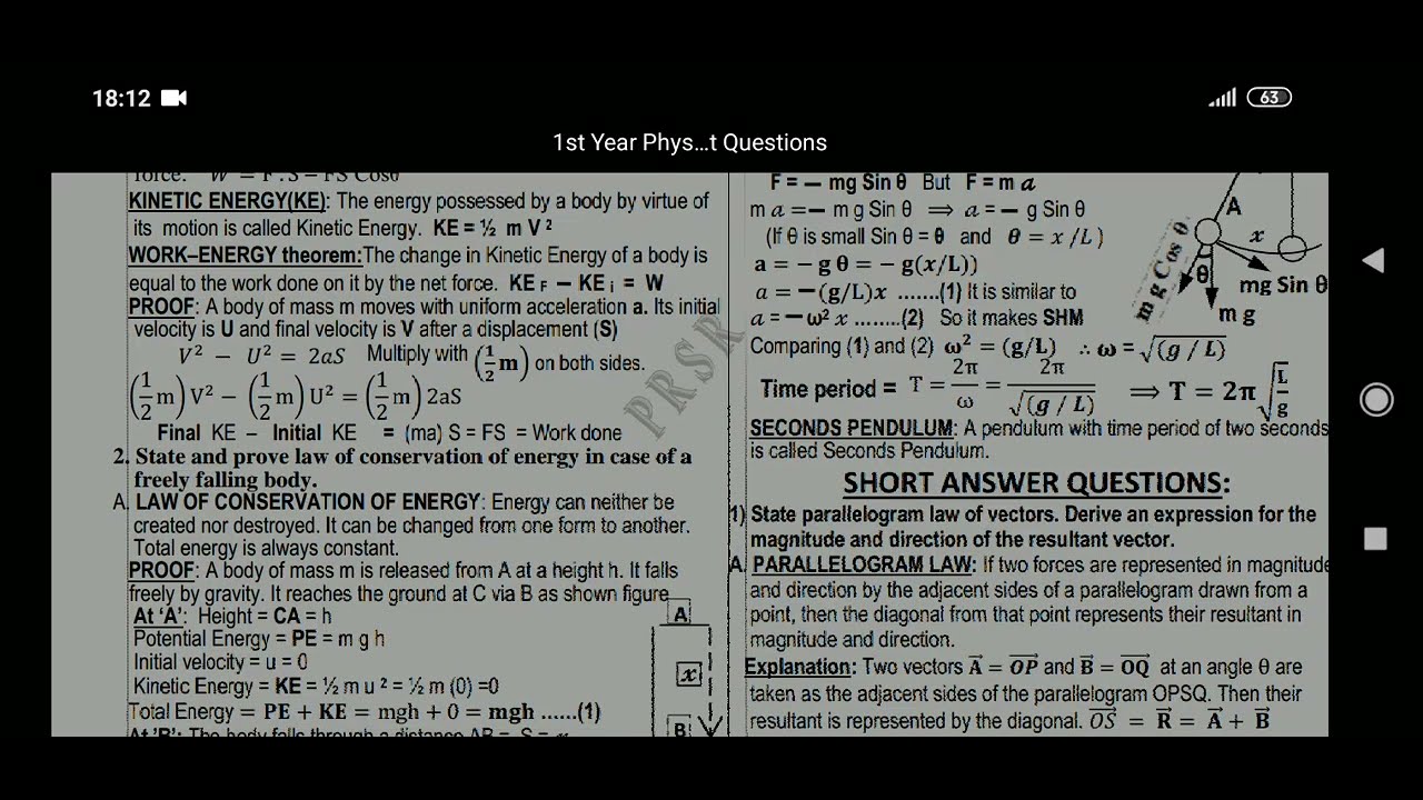 TS / AP INTERMEDIATE EXAM 2022 | INTER 1ST YEAR PHYSICS GUN SHOT QUESTIONS 