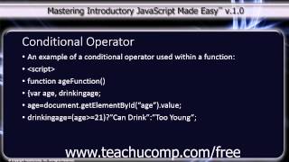 JavaScript Training Tutorial Conditional Operator