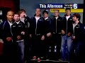 Hastings College 1-2-5 A Cappella singers during weather segment
