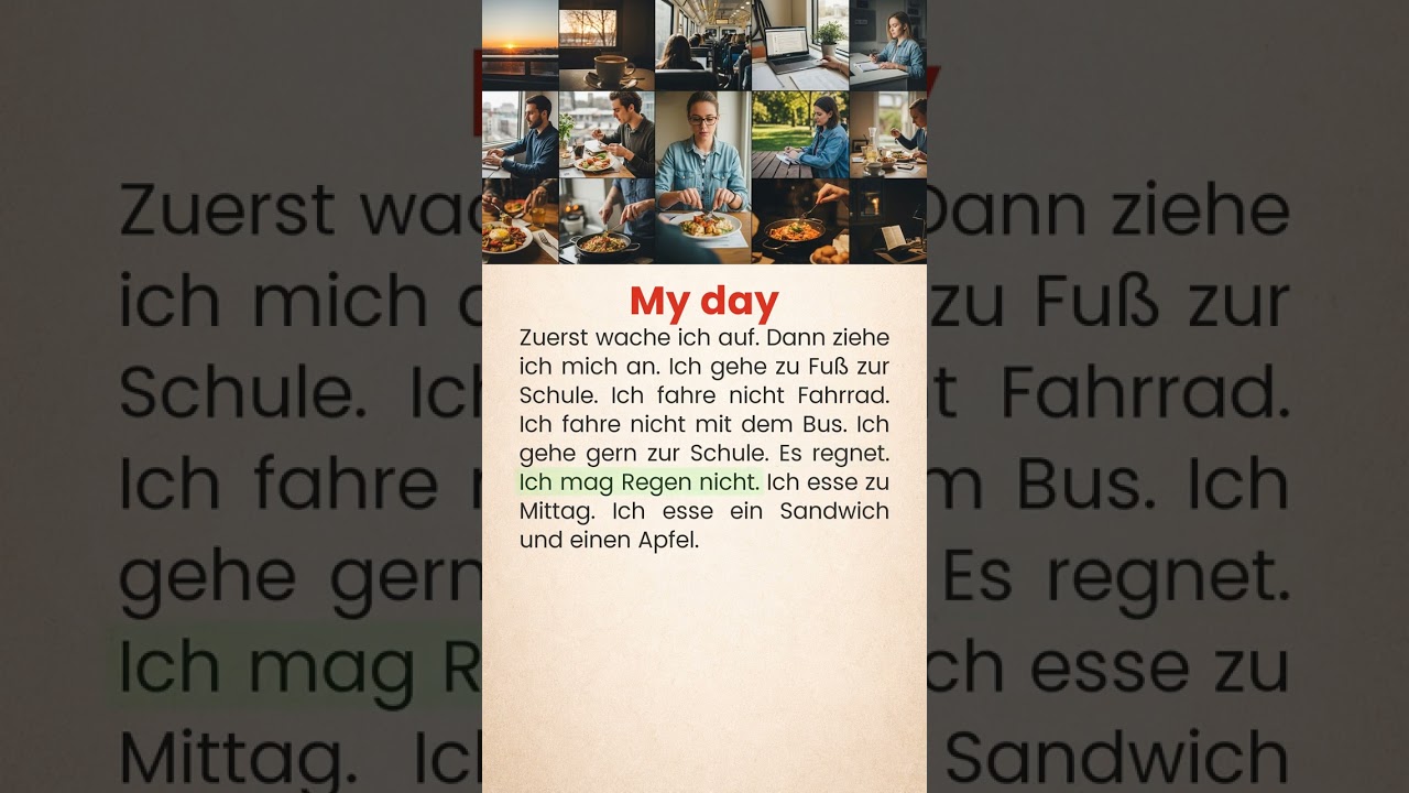 German A1,A2 | Simple Daily Sentences | My day