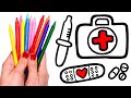Dibuja y Colorea un Set de Medicina 🩺🌈 Dibujos para niños