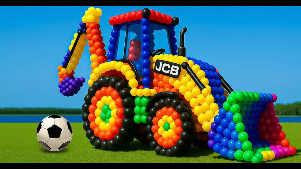 Талисман-помощник вибрато JCB и Tractor, размещенный на футбольном поле, пользуется популярностью...