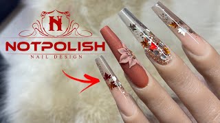 Easy All Acrylic Fall Nails | 3D Nail Art Tutorial