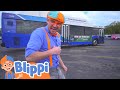 Blippi explores a bus  kids fun  educational cartoons  moonbug play and learn