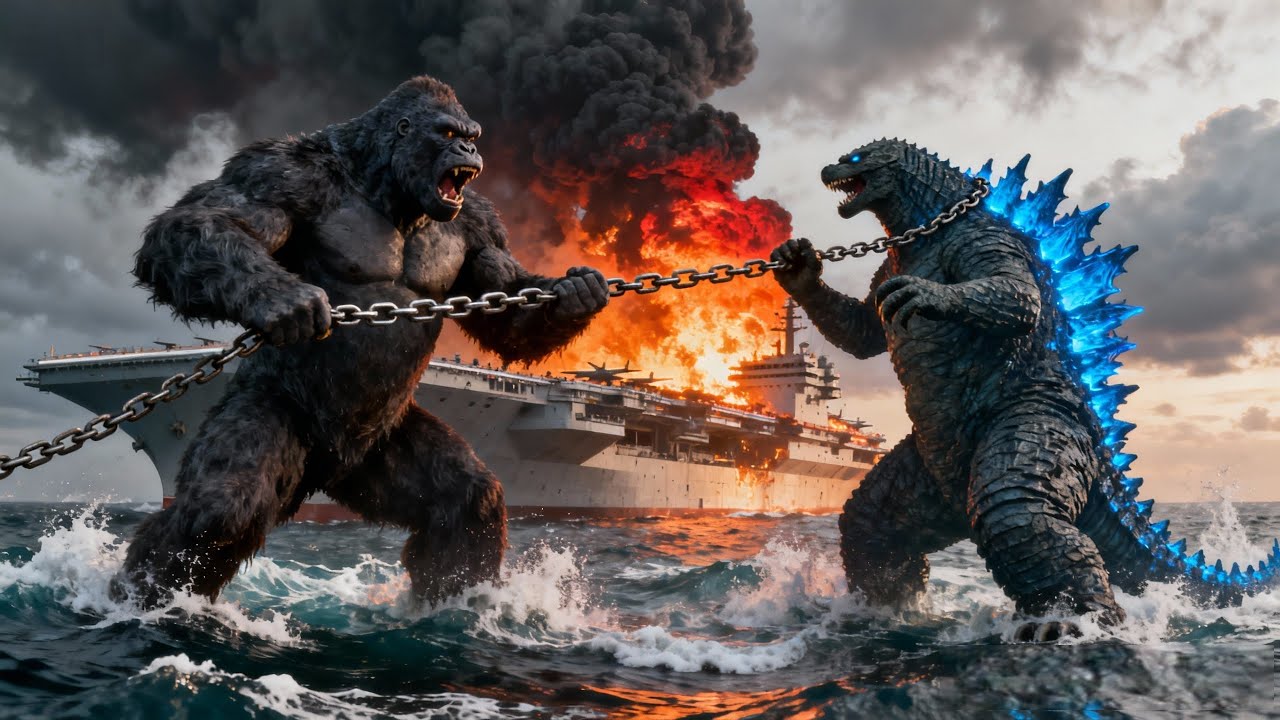 🔥 When Titans Collide: Kong vs Godzilla Cinematic Fight! 🦍🐉⚔️