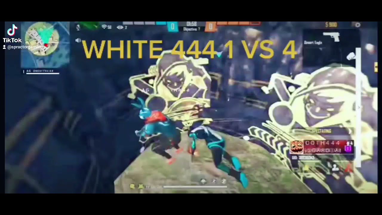 WHITE 444 1 VS 4 OP GAMEPLAY. #SHORT #FF #LIKE #VIRAL - YouTube