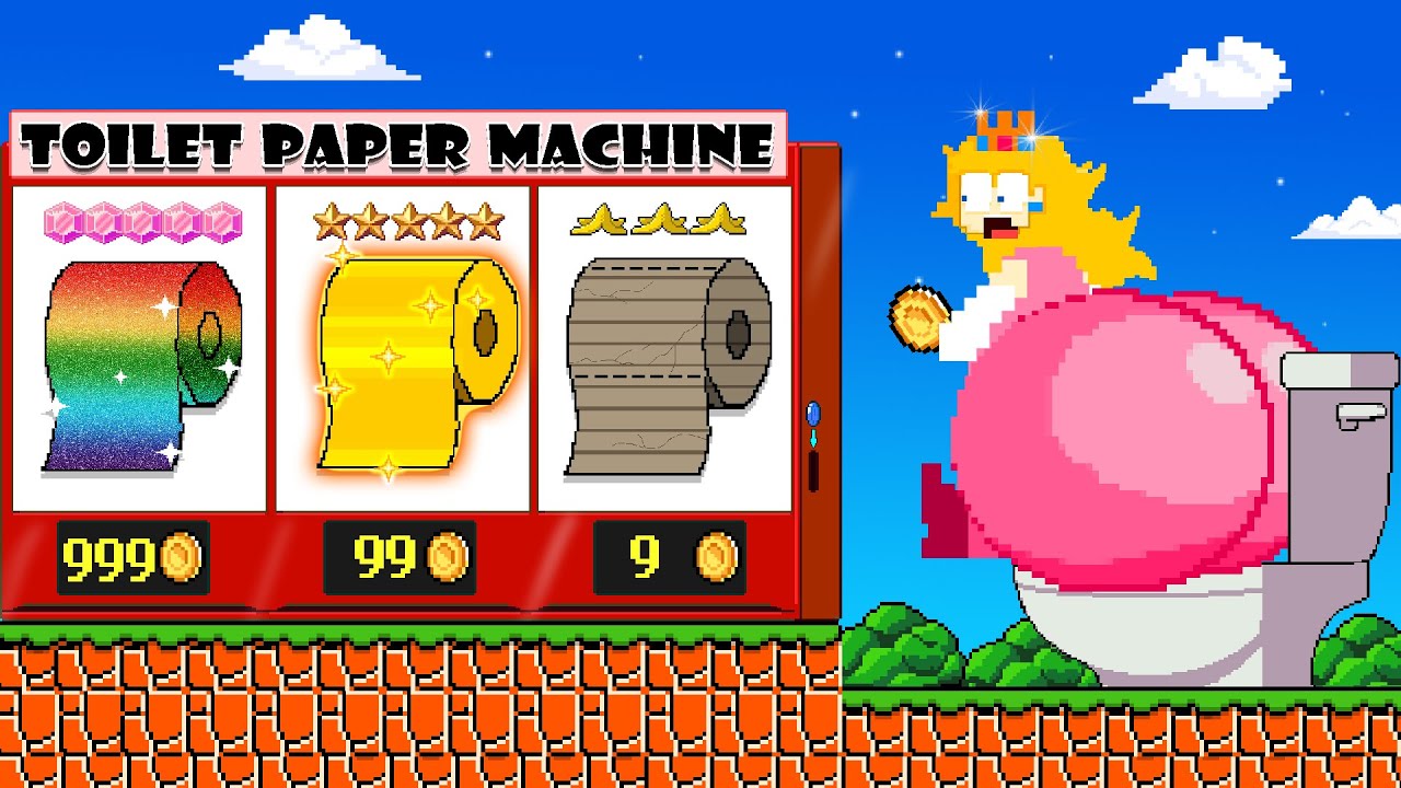 Super Mario Bros., Peach Choosing the best TOILET PAPER from the Vending Machine | POOR vs. RICH