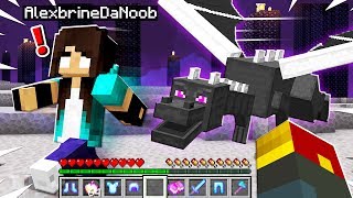noob Girl fights ENDER DRAGON in Minecraft!