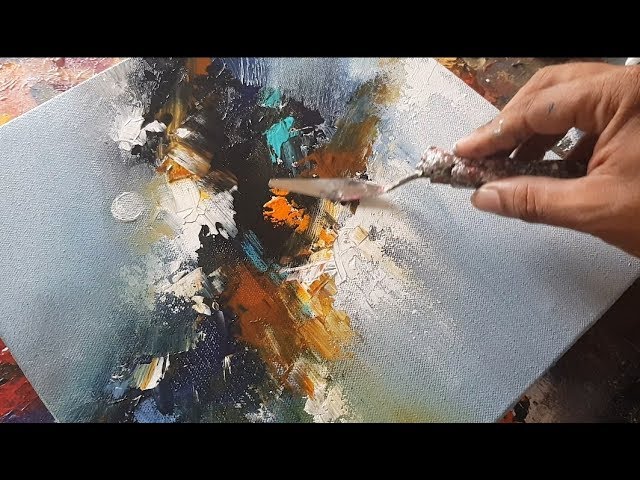 Acrylic abstract painting demonstration #Palette knife blending 