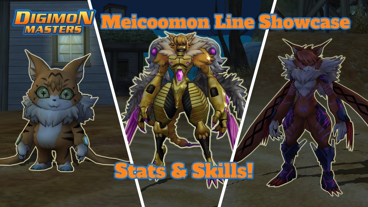 DMO Meicoomon All Digivolutions & Skills - Meicoomon line showcase Digimon  Masters Online Raguelmon 