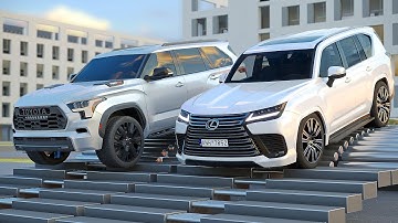 Toyota Sequoia vs Lexus LX 600 - Real Drive & Obstacle Test V2 | 3DMCAR
