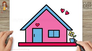 How to Draw a Cute House for Kids and Toddlers
