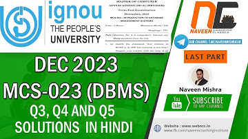 MCS23 DEC2023 Part2 Q3,Q4,Q5 answers in Hindi #ignouexams #ignoubca #ignouquestionpaper #bcasolution