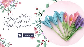 How to Make 3 Types of Paper Flowers | Easy DIY Tutorial 🌸