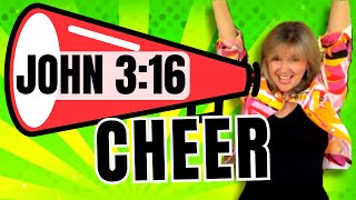 John 3:16 BIBLE memory verse CHEER for kids (FREE poster & coloring sheets)