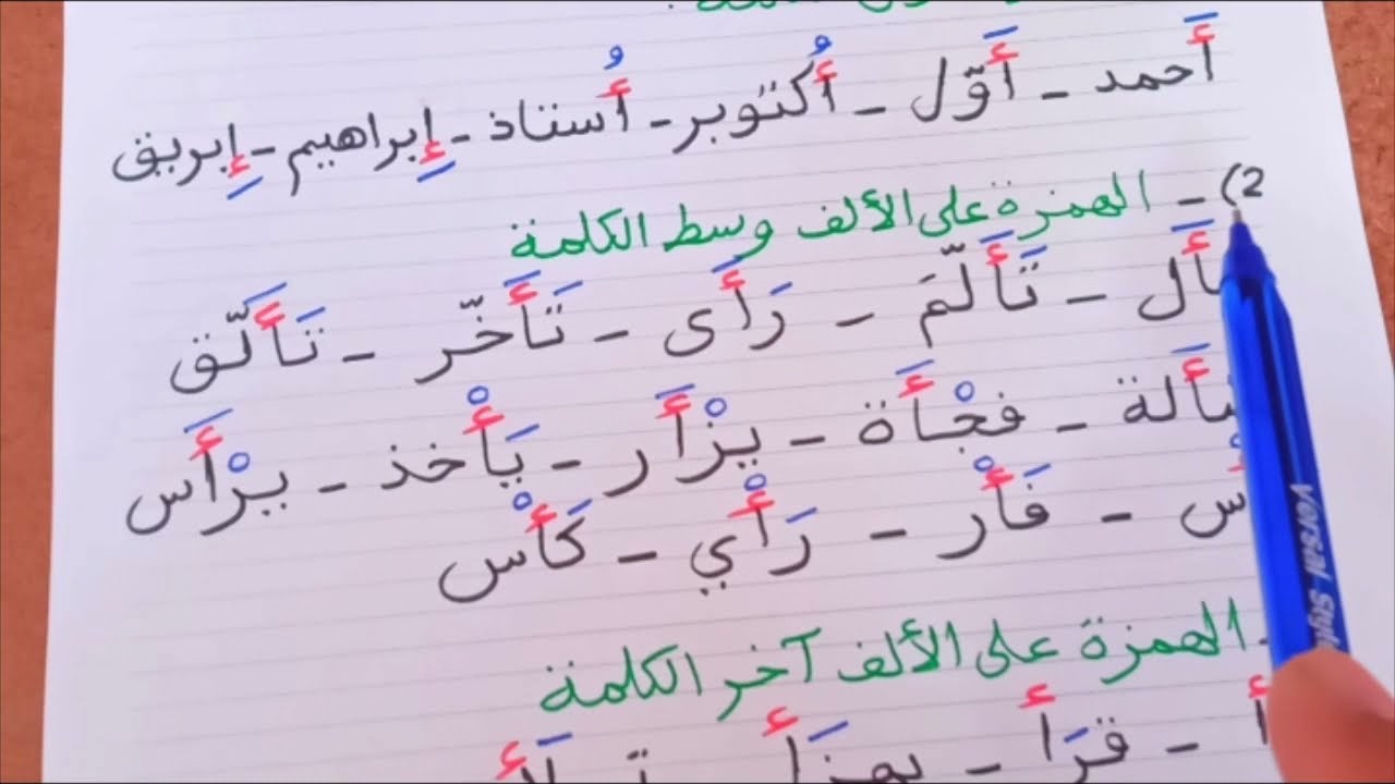 درس الهمزة على الألف السنة الرابعة والخامسة ابتدائي