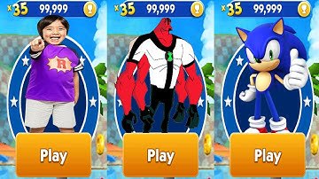 Tag with Ryan Sonic Dash vs Ben 10 Up To Speed Four Arms All Characters