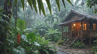Drift Into Peaceful Sleep with Real Night Rain Falling on Forest Leaves