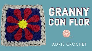 Como Hacer Granny A Crochet Con Florcuadro Con Flor Al Centro A Crochettipo De Granny Square