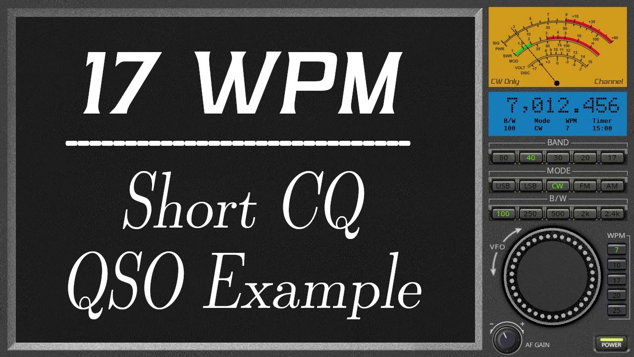 17wpm Short CQ QSO Example, CW morse code - YouTube