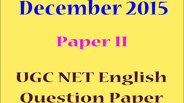 December 2015 Paper II UGC NET English Previous Year Question Paper | NTA UGC NET English