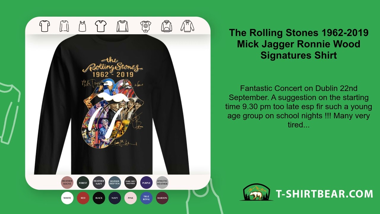 The Rolling Stones 1962-2019 Mick Jagger Ronnie Wood Signatures Shirt