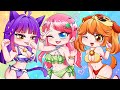 Anna vs Catnap x Dogday Cute Girl in Hawaii Beach | Gacha Club | Ppg x Rrb Gacha Life