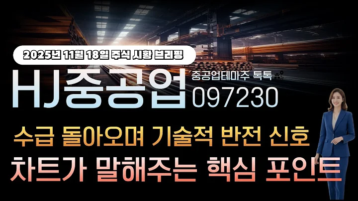 [hj중공업]주가전망 097230 수급 돌아오며 기술적 반전 신호! 차트가 말해주는 핵심 포인트 3가지