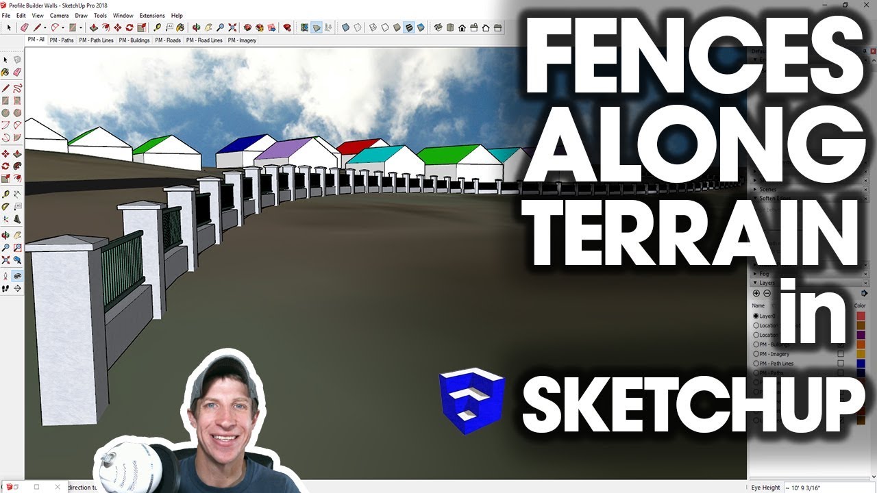 sketchup tutorials interior design ( kitchen ) download FENCES ALONG TERRAIN in SketchUp with Tools on Surface and Profile Builder