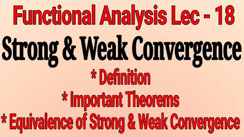 Lec - 18 Strong & Weak Convergence In Functional Analysis | Equivalence Of Strong Convergence