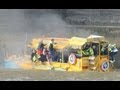 Duck boat on fire on river Thames