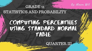 COMPUTING THE PERCENTILES USING STANDARD NORMAL TABLE :: Statistics and Probability Grade 11