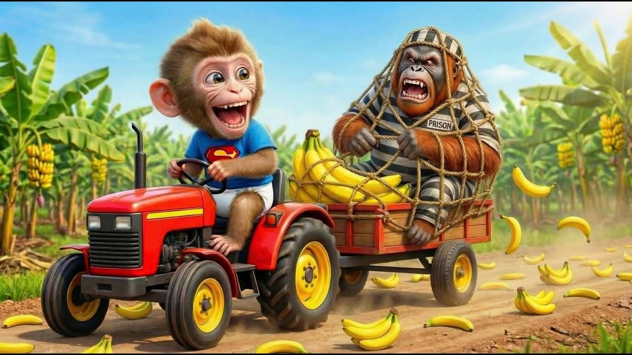 Monkey Bini’s Banana Harvest Goes WRONG! Orangutan Thief Triggers Farm CHAOS 🚜😱 | Shocking Ending