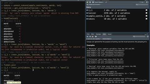 Sentiment Analysis with Dplyr in R (Tidyverse in RStudio)