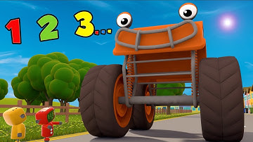 Counting Monster Trucks | Learn to Count From 1 to 10 for Kids | Gecko